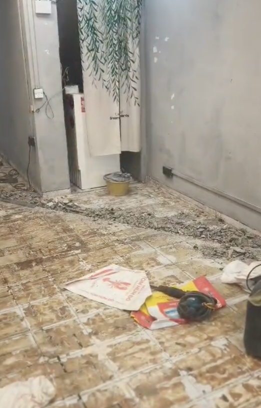 Cafe renovation site preparation works