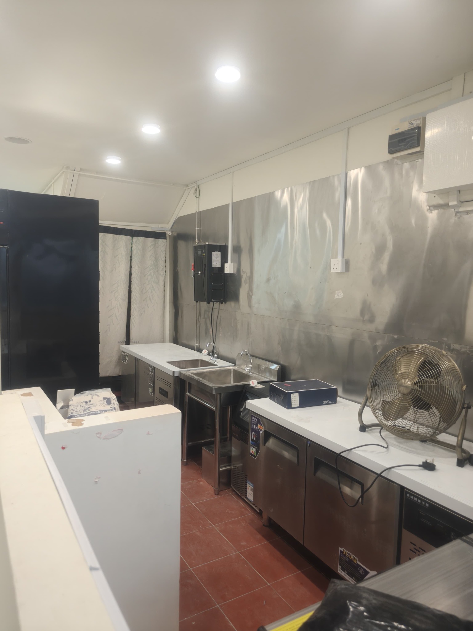 Stainless steel kitchen equipment and preparation area