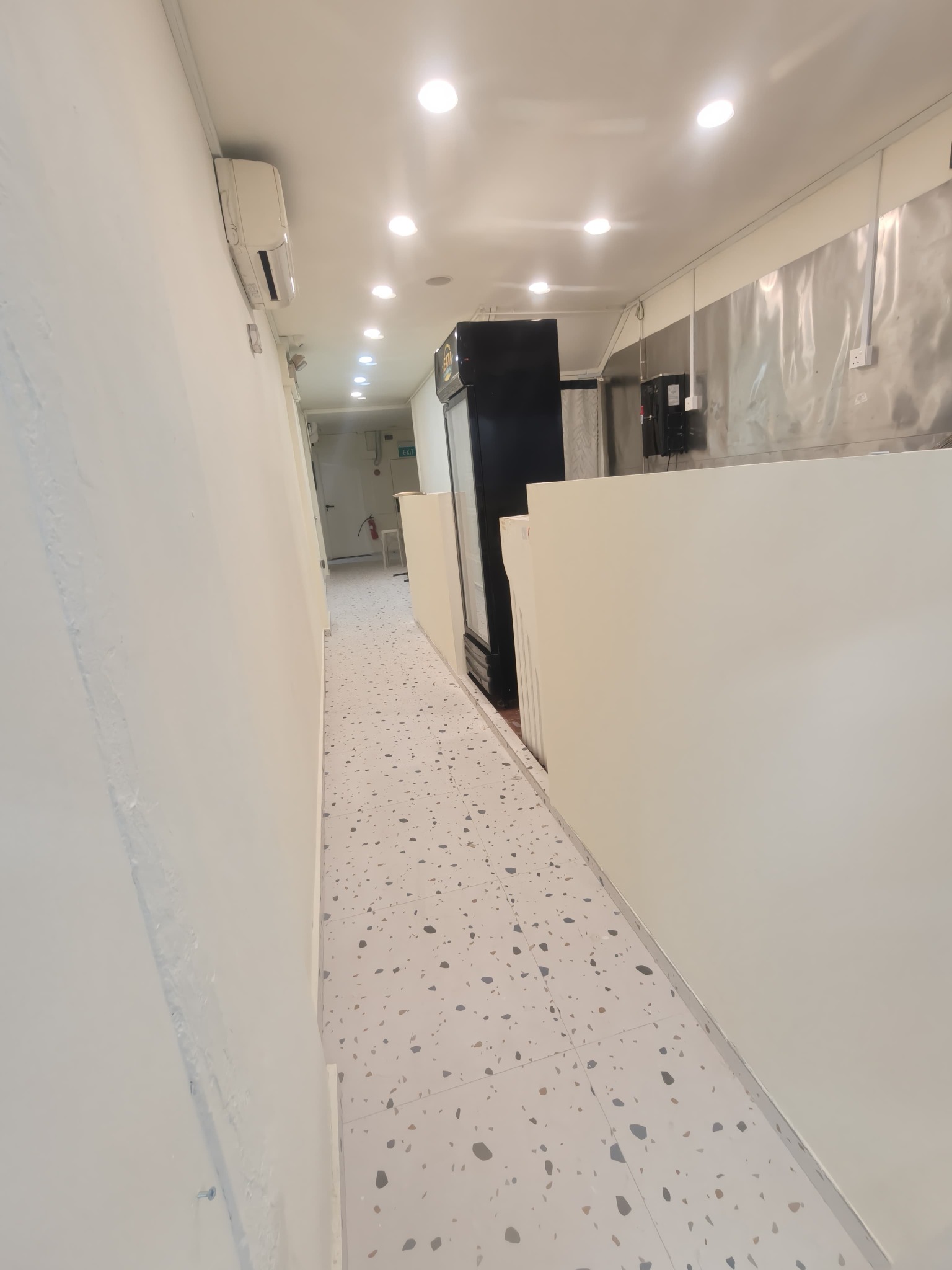 Completed terrazzo-style cafe floor tiles