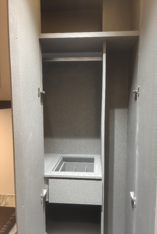 Custom wardrobe interior with integrated storage
